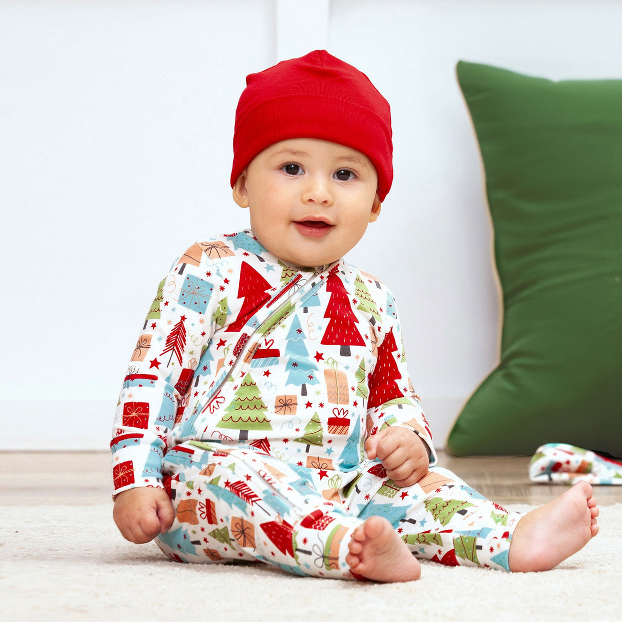 Christmas Merry Baby Bamboo Zipper Romper - Family Matching - HoneyBug 