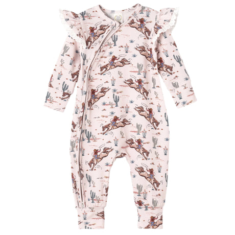 Prairie Princess Baby Girl Bamboo Western Zipper Romper - HoneyBug 