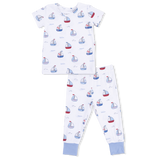 Bubbly Sailboats Blue - Short Sleeve Loungewear Set