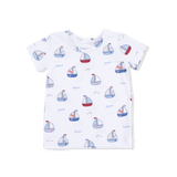 Bubbly Sailboats Blue - Short Sleeve Loungewear Set