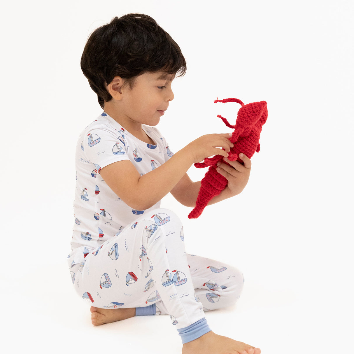 Bubbly Sailboats Blue - Short Sleeve Loungewear Set