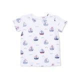 Bubbly Sailboats Pink - Short Sleeve Loungewear Set