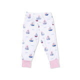 Bubbly Sailboats Pink - Short Sleeve Loungewear Set