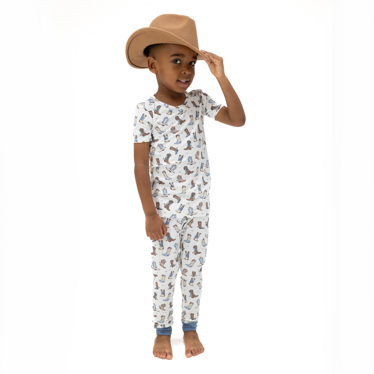 Cowboy Boots - Short Sleeve Loungewear Set