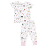 Cute Farm Animals Pink - Short Sleeve Loungewear Set