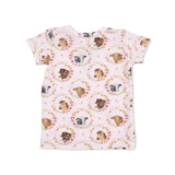 Farm Animals Floral Cameos Pink - Short Sleeve Loungewear Set
