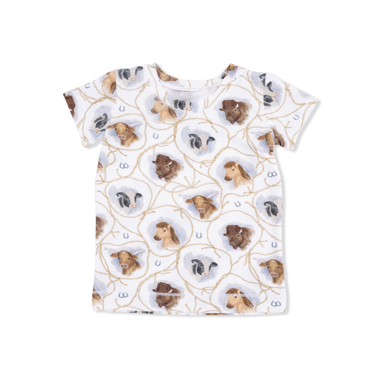 Farm Animals Rope Cameos Uni - Short Sleeve Loungewear Set