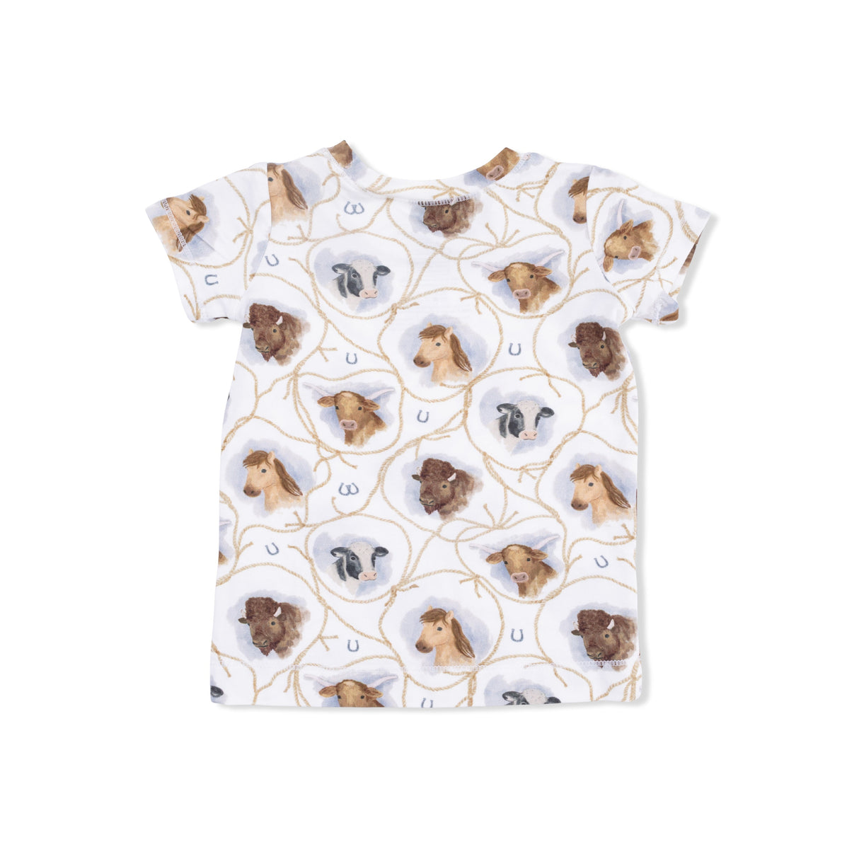 Farm Animals Rope Cameos Uni - Short Sleeve Loungewear Set