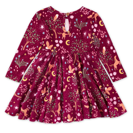 Bamboo Blend L/S Twirly Tee Dress - Woodland Dreams