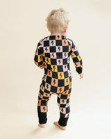 Bamboo Zip Romper | Colorful Checks & Bolts - HoneyBug 