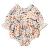 Vivian Baby Girls’ Vintage Floral Bodysuit with Lace Accents - HoneyBug 