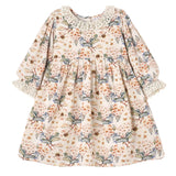 Linen Vintage Floral Dress with Lace Accents