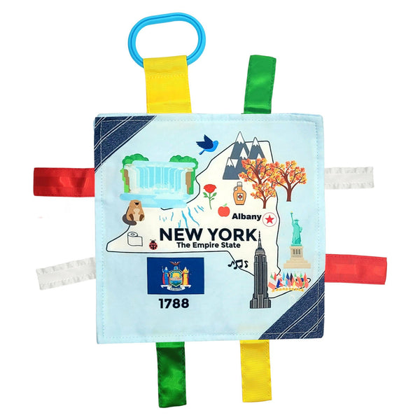 New York State Tag Toy Crinkle Square - HoneyBug 