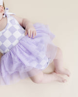 Tutu Romper | Checkered Lavender - HoneyBug 