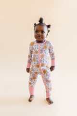 Bamboo Zip Romper | Retro Garden - HoneyBug 