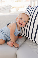 Blue Knit Tank Romper