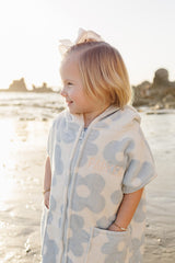 Coastal Floral Zip-Up Organic Cotton Beach Poncho