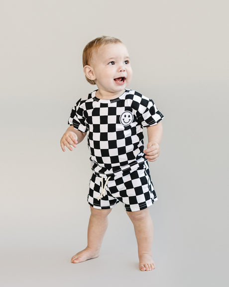 Checkered Shorts Set | Black - HoneyBug 