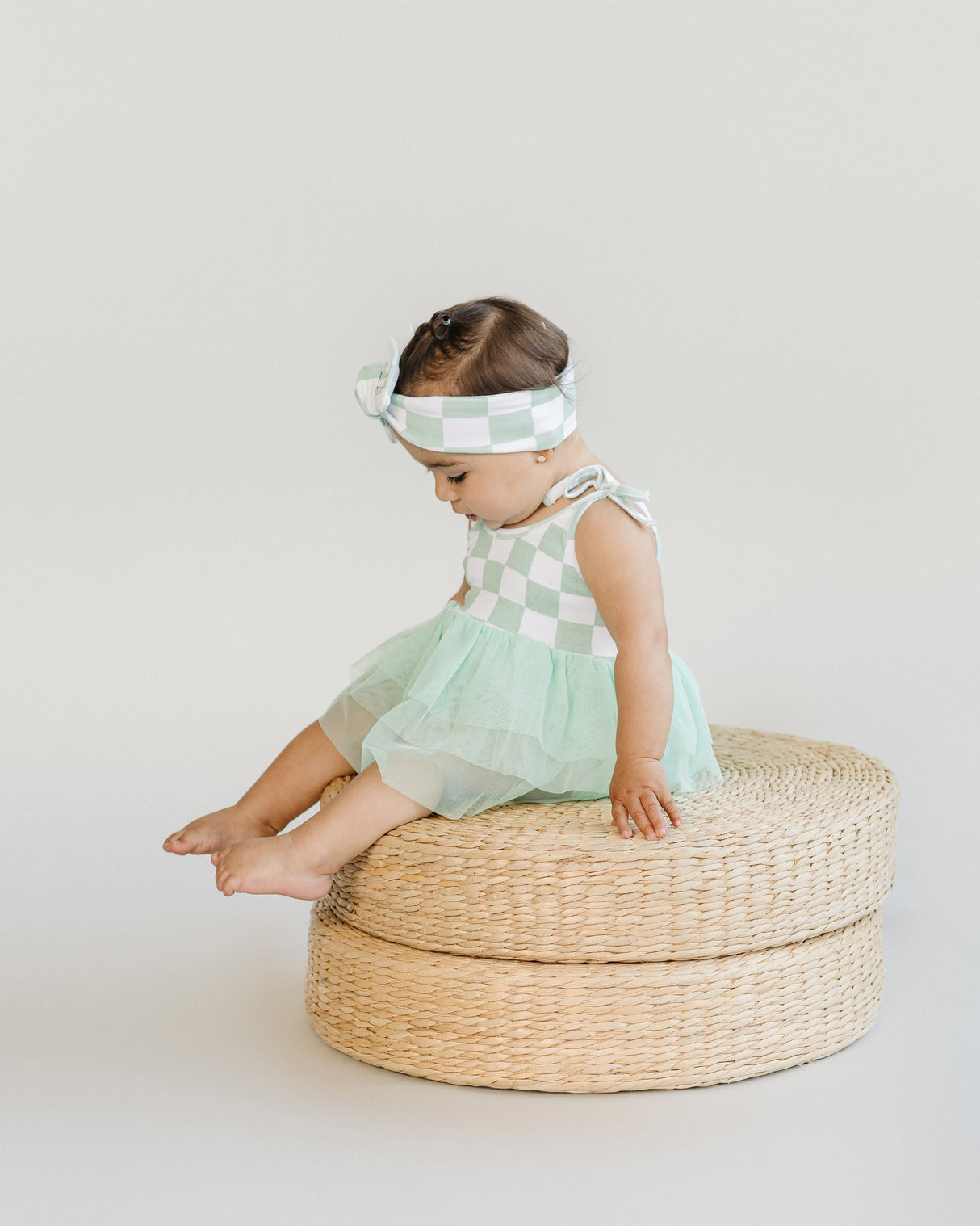 Tutu Romper | Checkered Mint - HoneyBug 