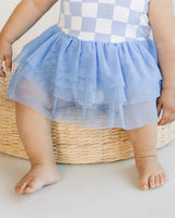 Tutu Romper | Checkered Blue - HoneyBug 