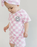 Checkered Shorts Set | Pink - HoneyBug 