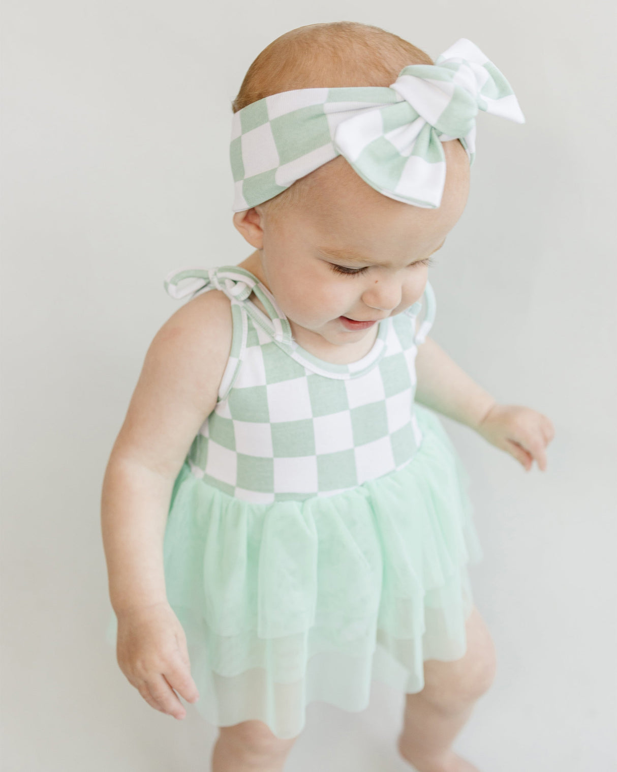 Tutu Romper | Checkered Mint - HoneyBug 