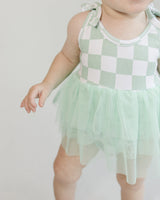 Tutu Romper | Checkered Mint - HoneyBug 