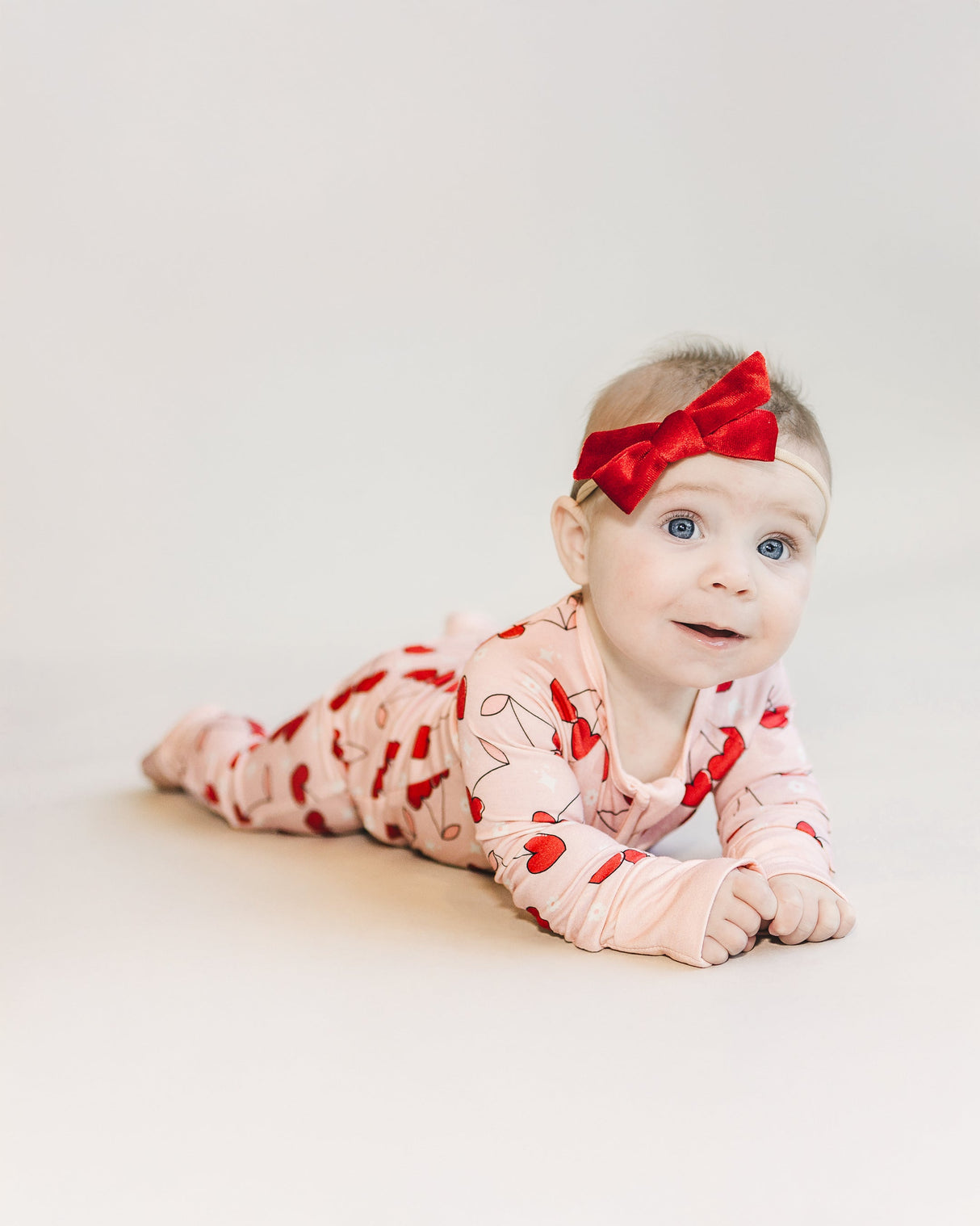 Bamboo Zip Romper | Cherry Heart - HoneyBug 