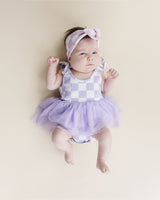 Tutu Romper | Checkered Lavender - HoneyBug 