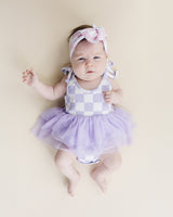 Tutu Romper | Checkered Lavender - HoneyBug 