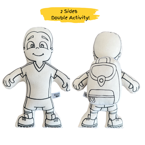 Kiboo Kids Soccer Series: Soccer Boy Doll - Colorable and Washable for Creative Play - HoneyBug 