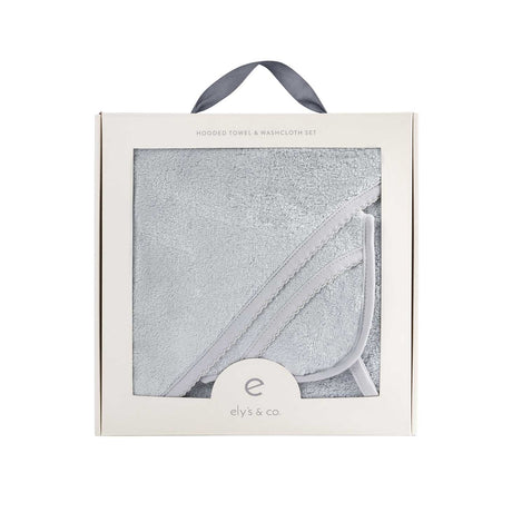 Hooded Towel & Washcloth - Misty Blue - HoneyBug 