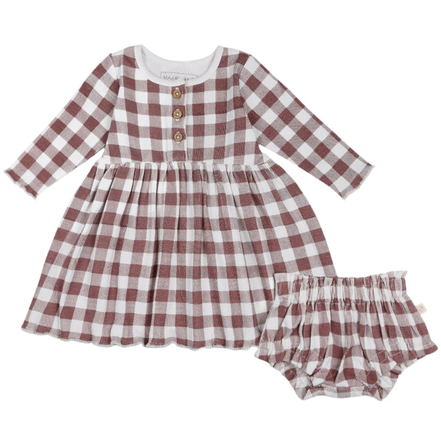 Organic Twirl Dress - Plum Gingham - HoneyBug 