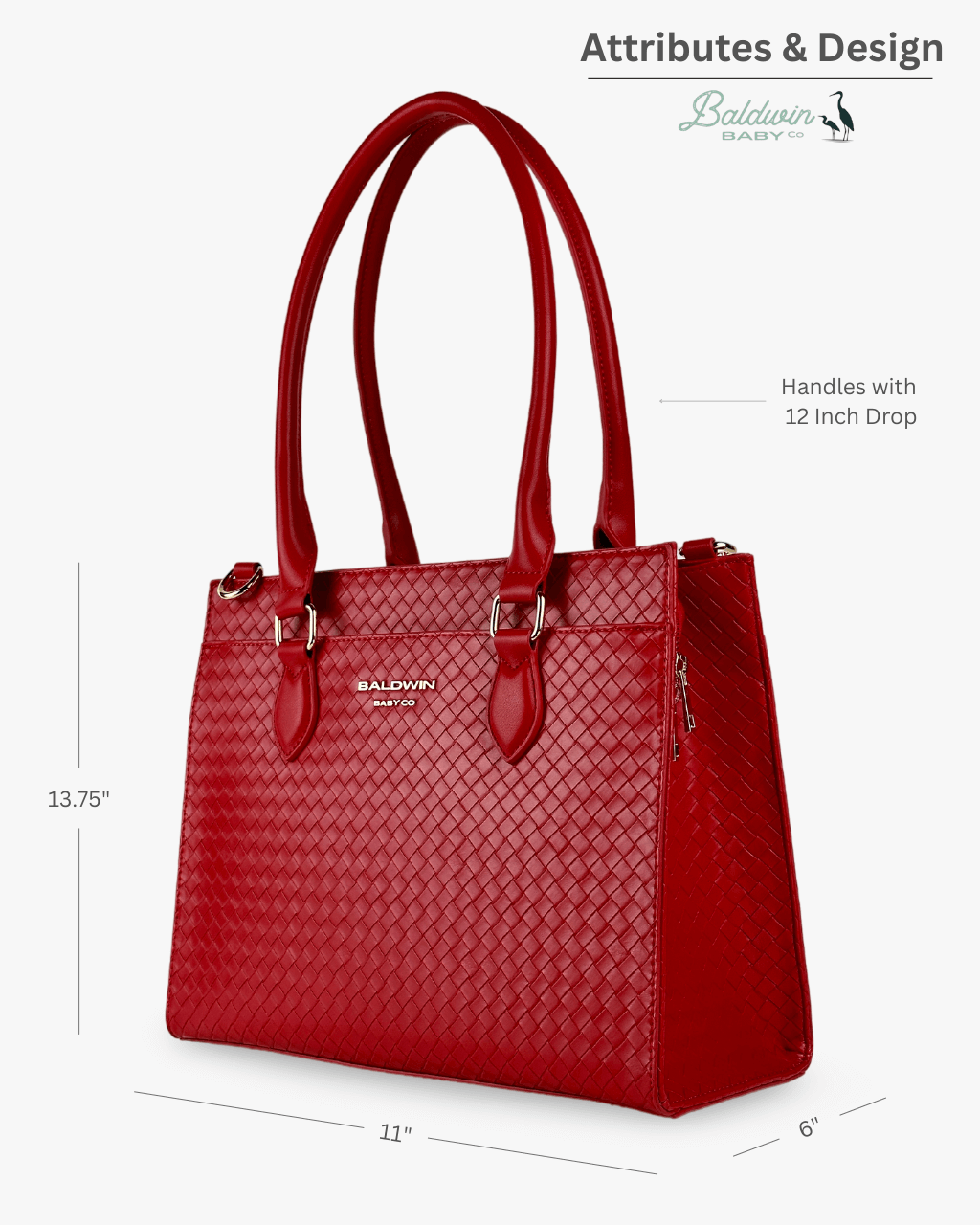 The Montrose Diaper Bag Tote - Cardinal