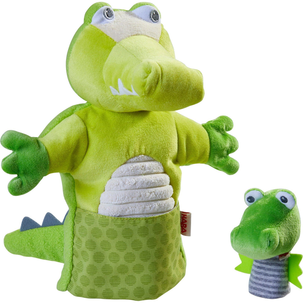 Glove Puppet Crocodile With Baby Hatchling Finger Puppet - HoneyBug 