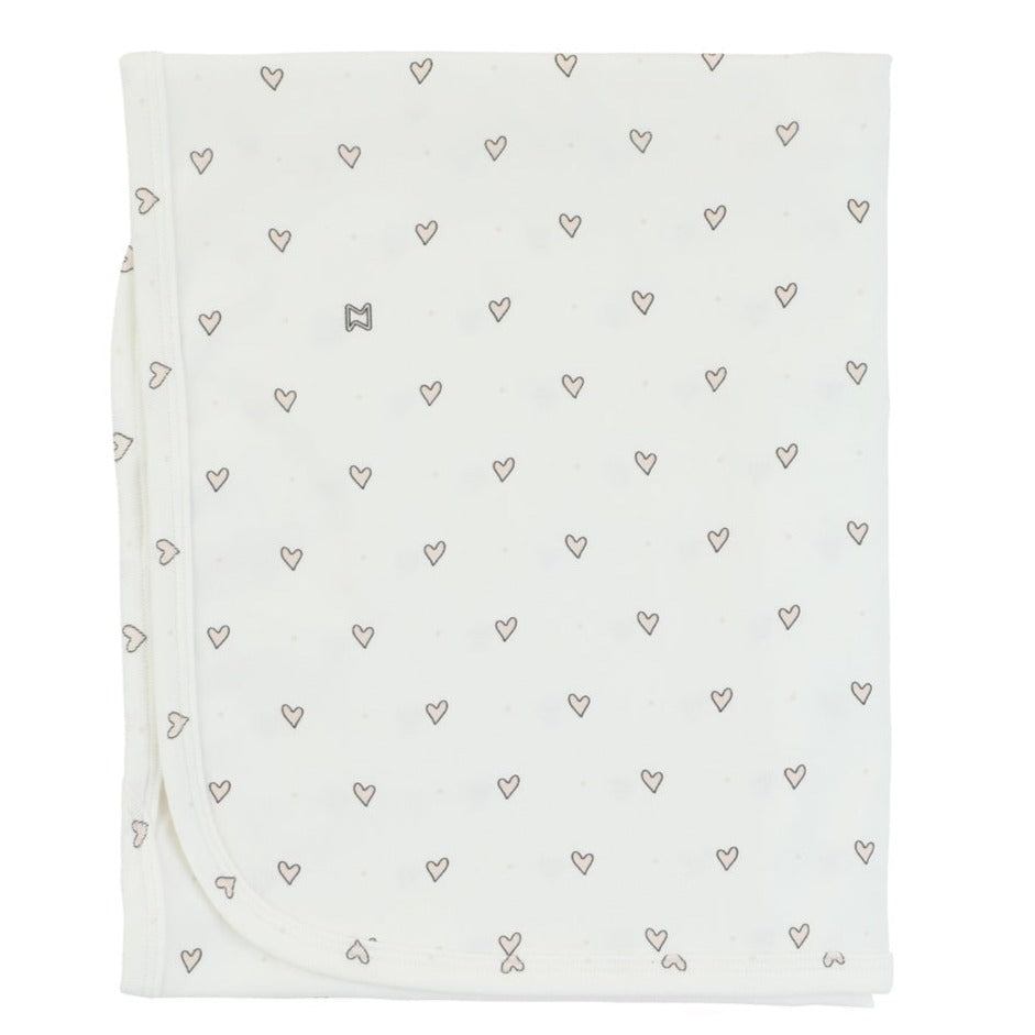 Printed Heart Blanket, Pink - HoneyBug 