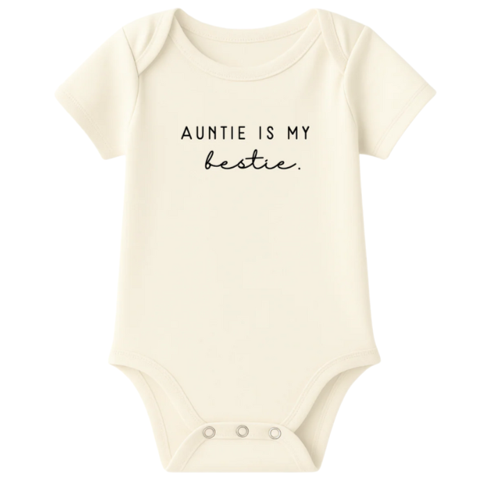 Short Sleeve Bodysuit | Auntie is My Bestie | Organic Cotton - HoneyBug 