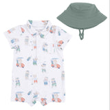 Golfing Teddy Bears - Polo Shortie with  Bucket hat