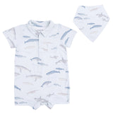 Little Whales - Polo Shortie & Bandana Bib