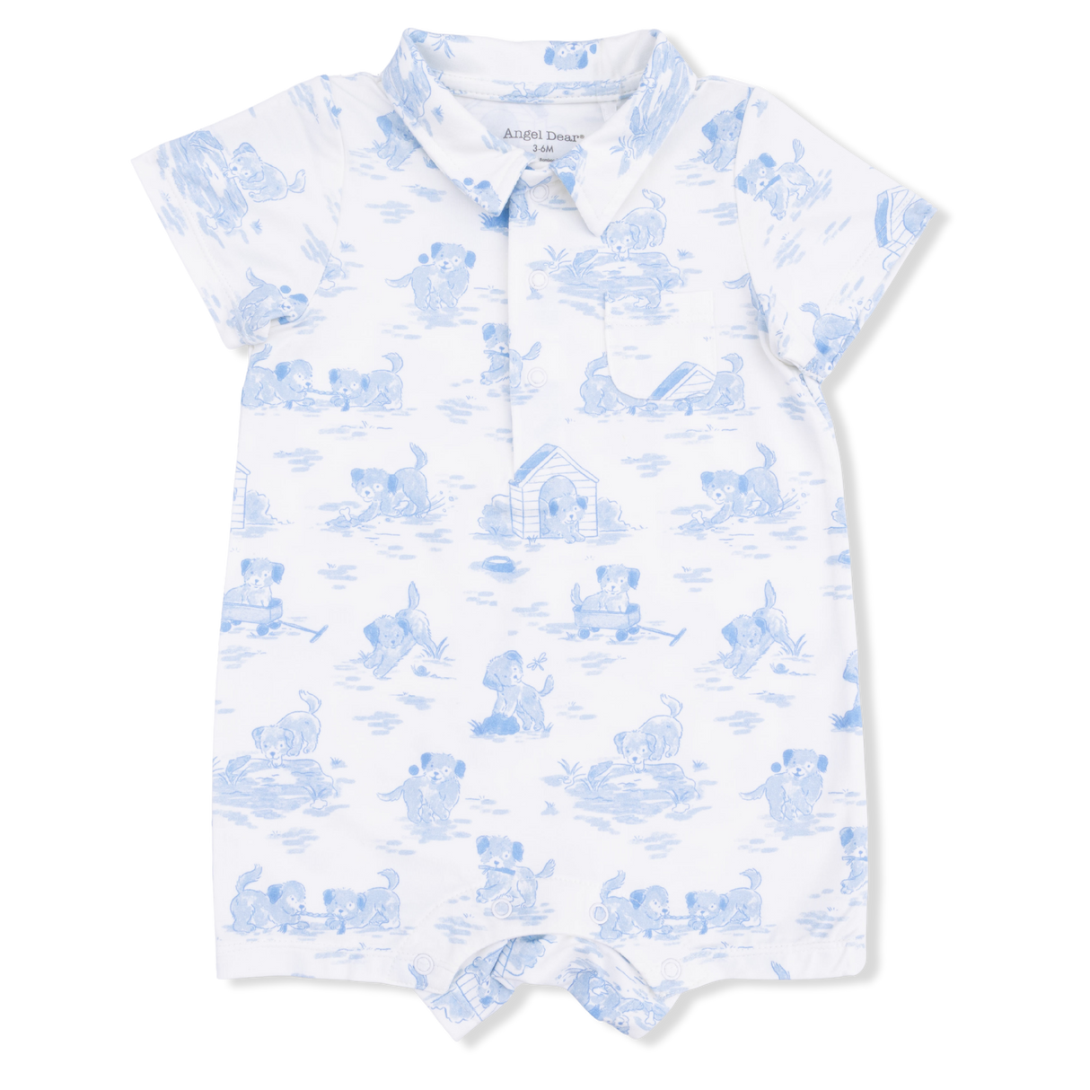 Puppy Toile Blue - Polo Shortie