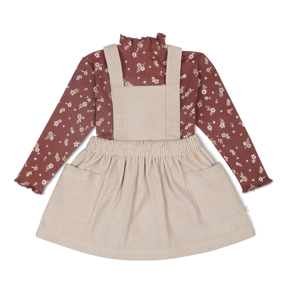 Organic Corduroy Pinafore Dress - Oat - HoneyBug 