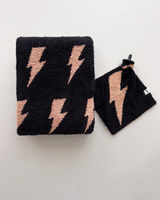 Lightning Bolt Fuzzy Blanket | Mocha - HoneyBug 