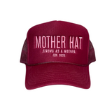 Mother Hat - Embroidered Trucker Hat - Maroon - HoneyBug 
