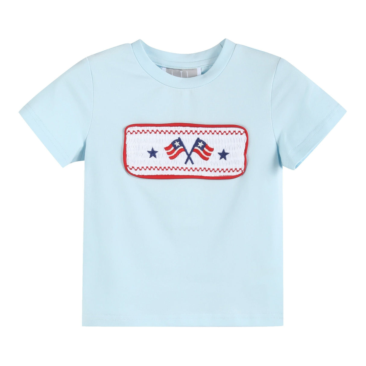 Light Blue USA Flag Smocked T-Shirt and Shorts Set