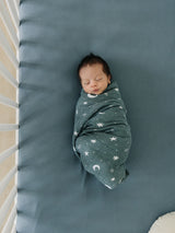 Dusty Blue Bamboo Stretch Crib Sheet - HoneyBug 