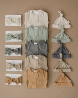 Grey Organic Ribbed Newborn Knot Hat - HoneyBug 