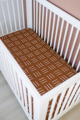 Mustard Mudcloth Muslin Crib Sheet - HoneyBug 