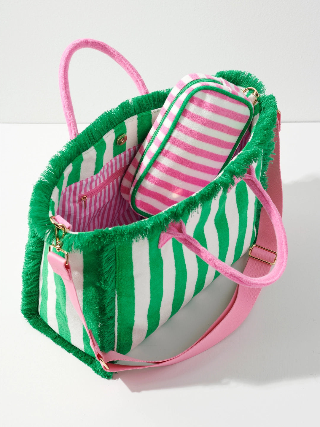 Cabana Stripe Tote - Green - HoneyBug 