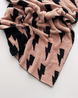 Lightning Bolt Fuzzy Blanket | Mocha - HoneyBug 