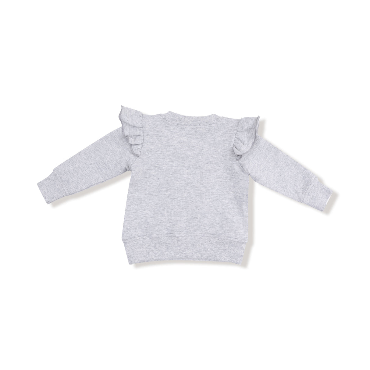 Ruffle Sweatshirt with Love Patch - Varsity Light Grey - HoneyBug 